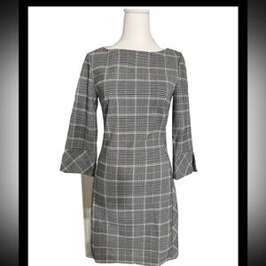 H&M Plaid 3/4 Sleeve Career Office Dress Size 4 EUC